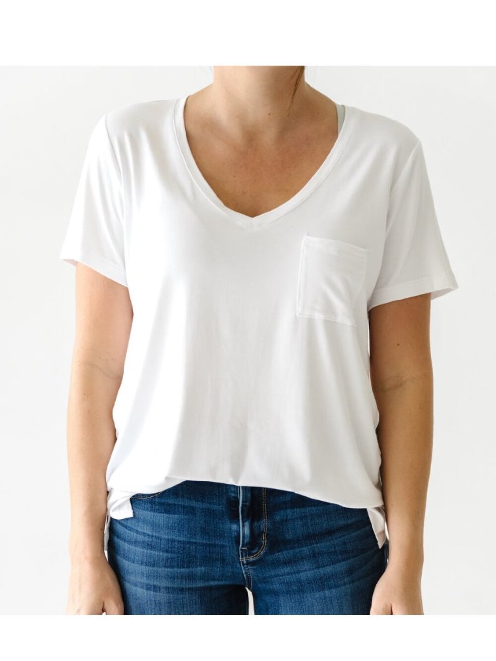 Gap Sz M Bestseller White Modern V-Neck T-Shirt Cotton Pullover Style